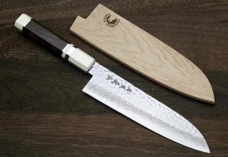Yoshihiro NSW 46 Layers Hammered Damascus Santoku Japanese Multipurpose Chef Knife
