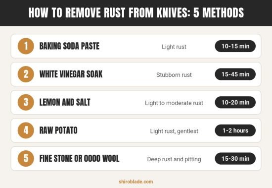 How to remove rust from knives: 5 methods with time needed